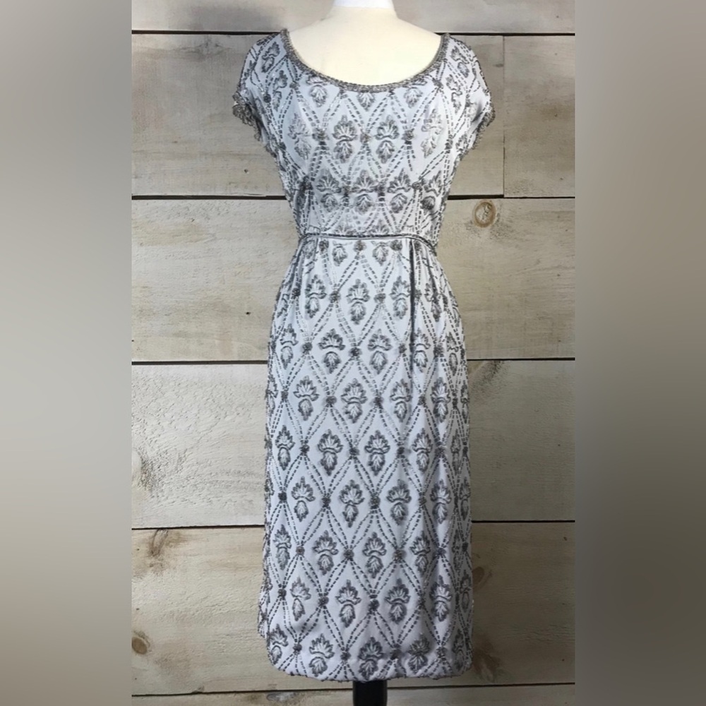 Vintage Malcolm Starr Silk Beaded Wiggle Dress